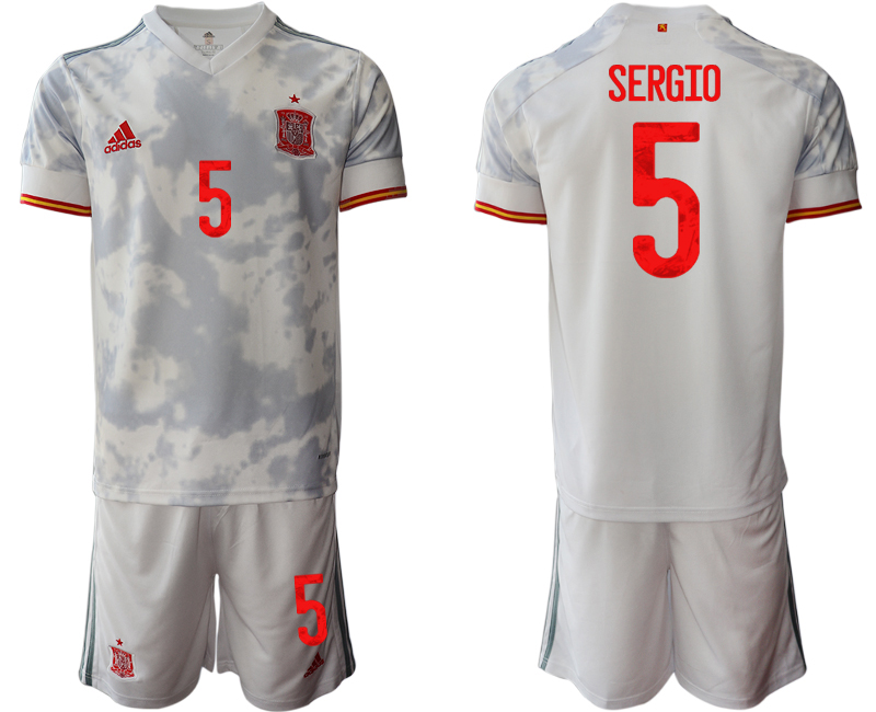 Men 2021 European Cup Spain away white #5 Soccer Jersey
